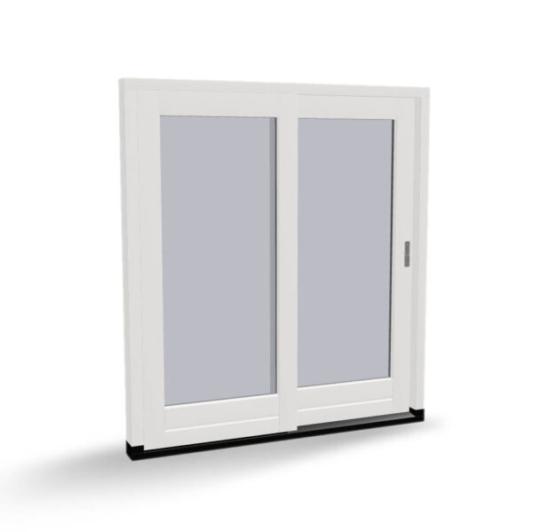 Houten schuifpui, 1 vaste deur, 1 schuivende deur