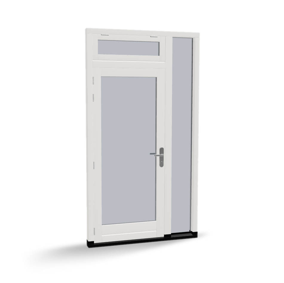 Houten deur met zijlicht en uitzetraam, buitendraaiend