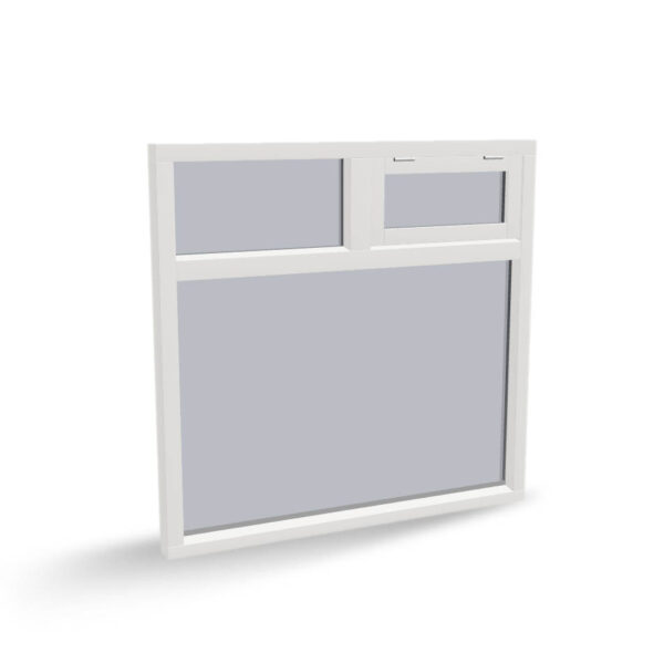 Houten raamkozijn met vast glas, uitzetraam en bovenlicht, 3 vaks