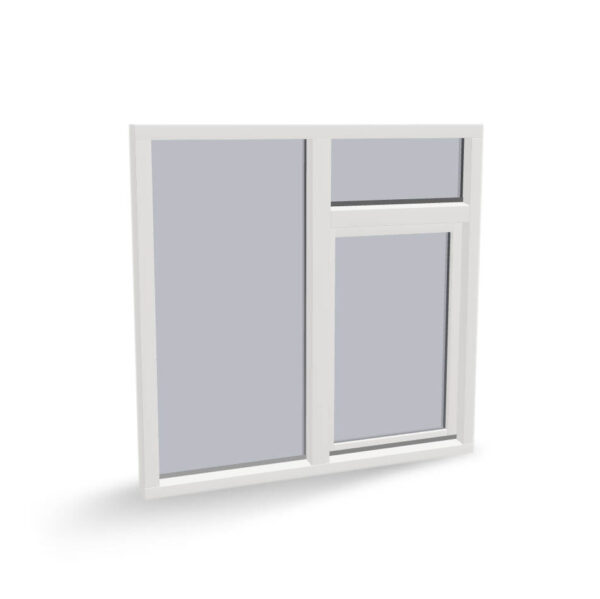 Houten draaikiepraam met vast glas boven en links of rechts, binnendraaiend