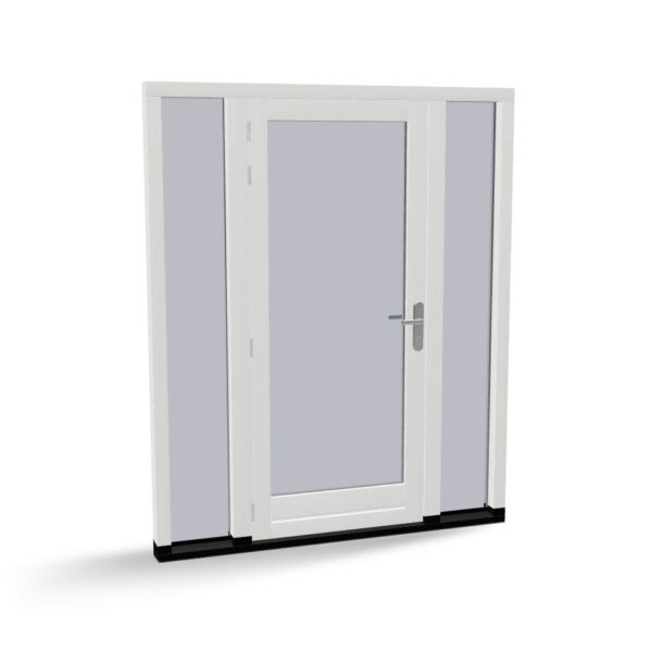 Houten deur met 2 zijlichten, buitendraaiend