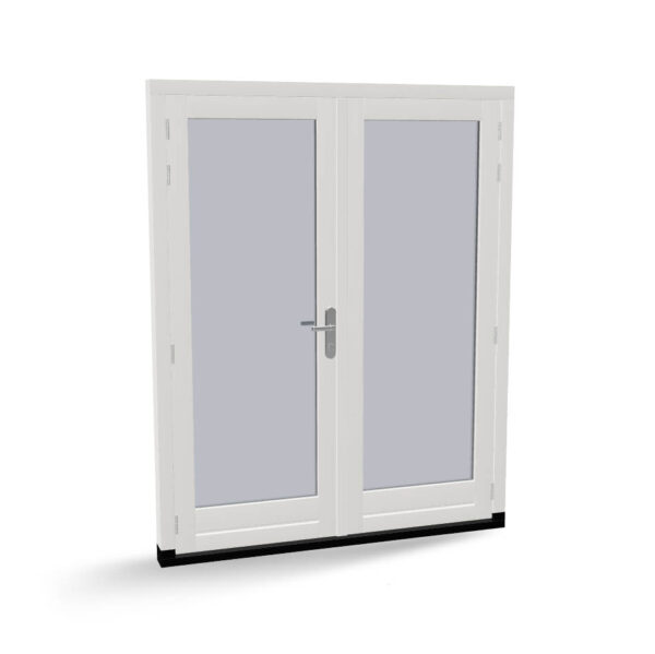 Houten dubbele deuren met kozijn, buitendraaiend