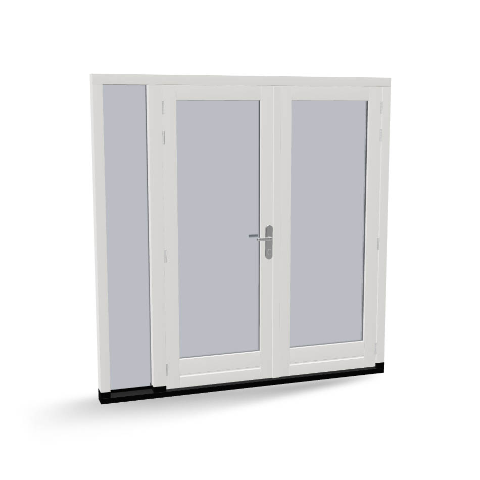 Houten dubbele deuren met zijlicht, buitendraaiend