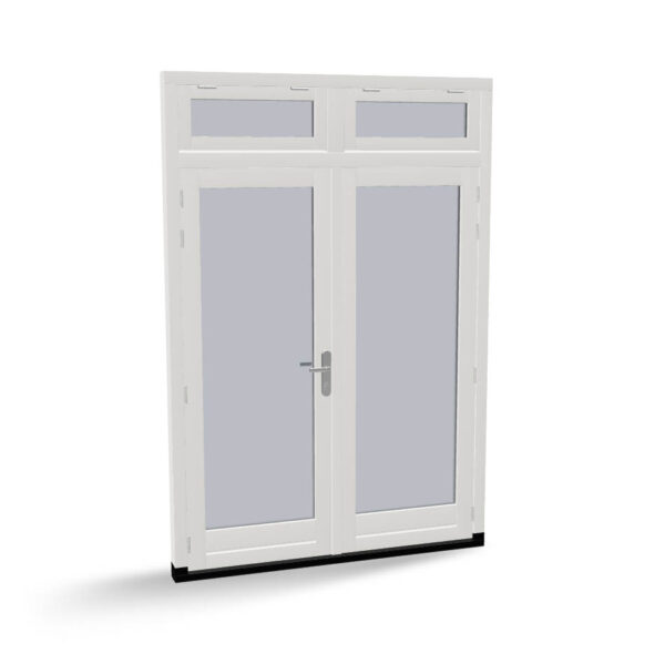 Houten dubbele deuren met 2 uitzetramen, buitendraaiend