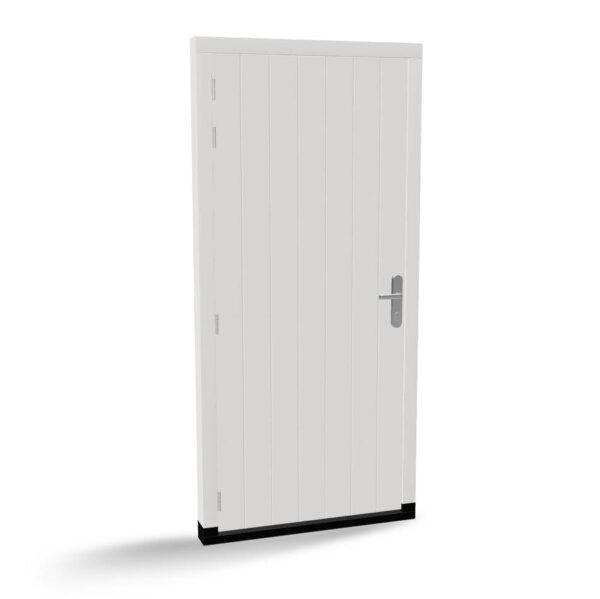 Houten dichte plaatdeur met groeven en kozijn