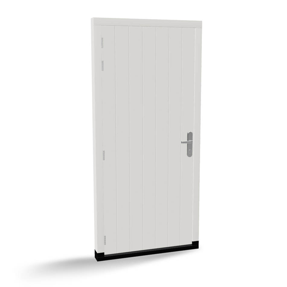 Houten dichte plaatdeur met groeven en kozijn