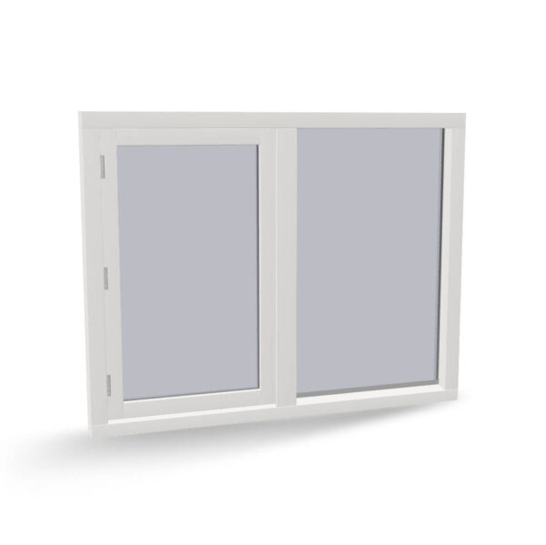 Houten raamkozijn met draairaam en vast glas, 2 vaks