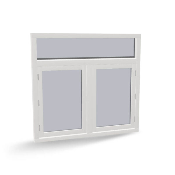 Houten raamkozijn met 2 draairamen en bovenlicht, 3 vaks