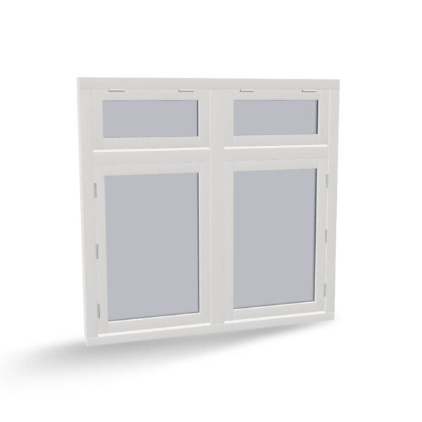 Houten raamkozijn met 2 draairamen en 2 uitzetramen, 4-vaks