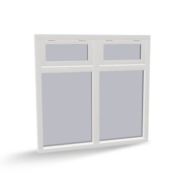 Houten raamkozijn met 2 vaste ramen en 2 uitzetramen, 4-vaks