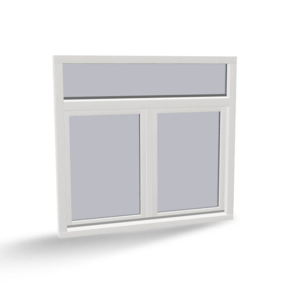 Houten dubbel draaikiepraam met vast glas boven, binnendraaiend