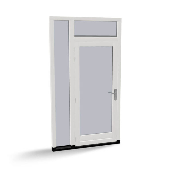 Houten deur met bovenlicht en zijlicht, buitendraaiend