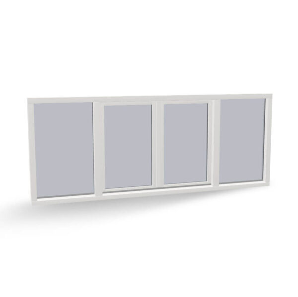 Houten dubbel draaikiepraam met vast glas links en rechts, binnendraaiend