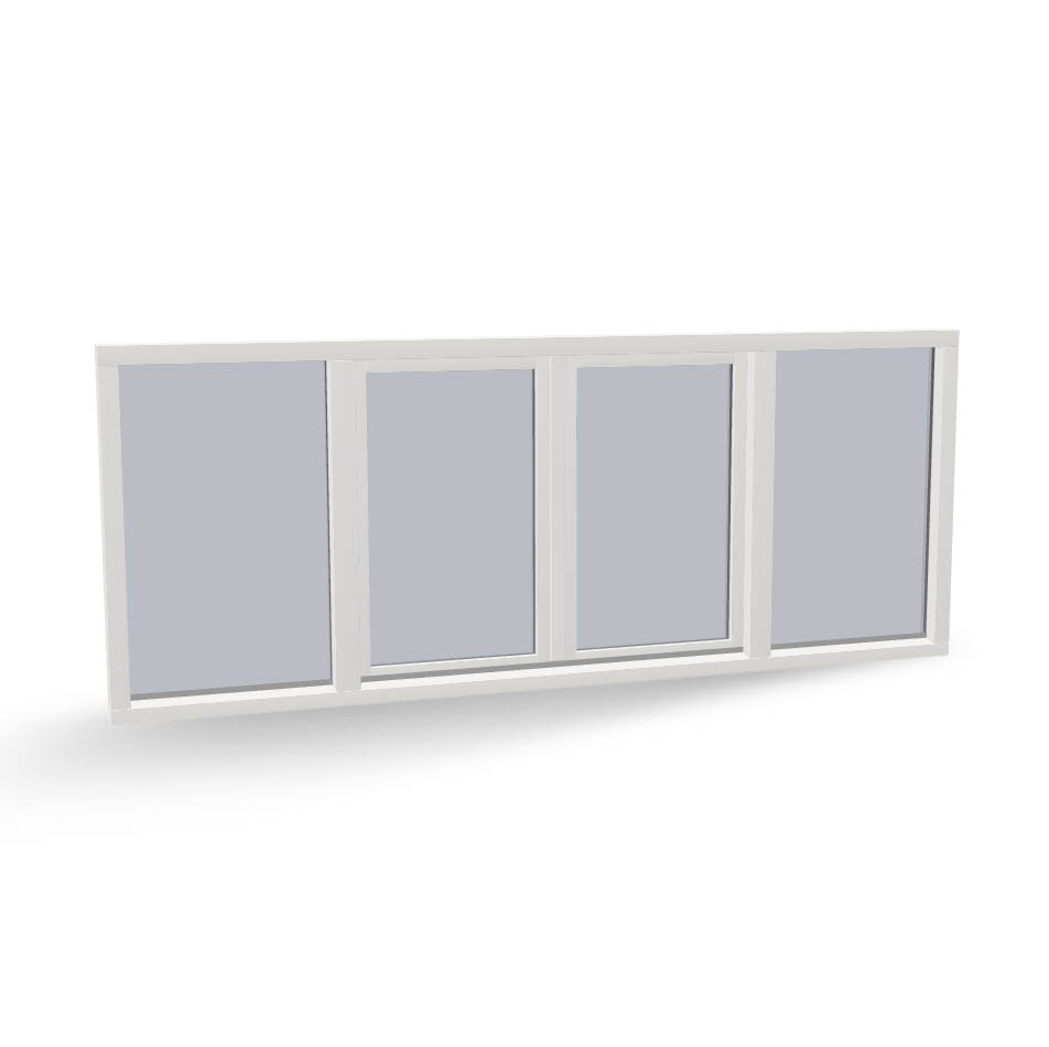 Houten dubbel draaikiepraam met vast glas links en rechts, binnendraaiend