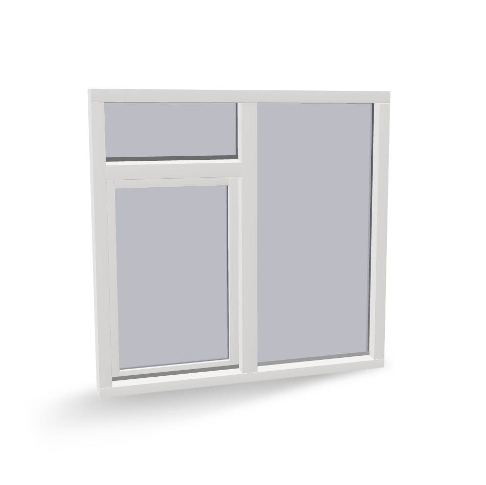 Houten draaikiepraam met vast glas boven en links of rechts, binnendraaiend