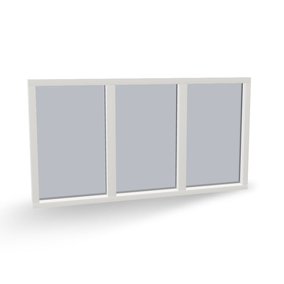 Houten vast glas kozijn 3-vaks naast elkaar - horizontaal